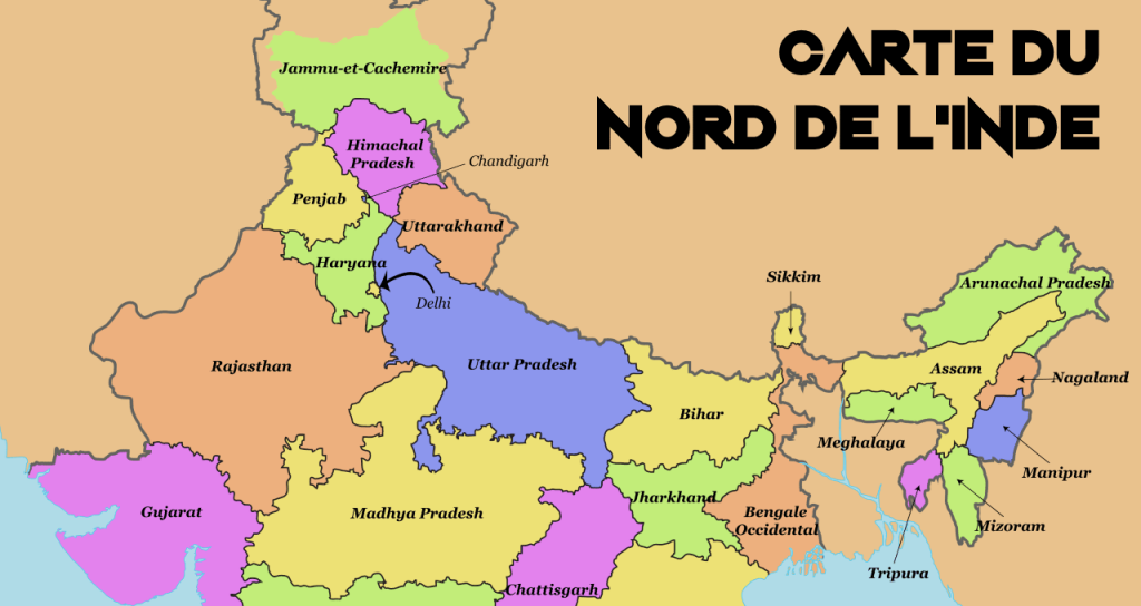 Carte du nord de l'Inde
