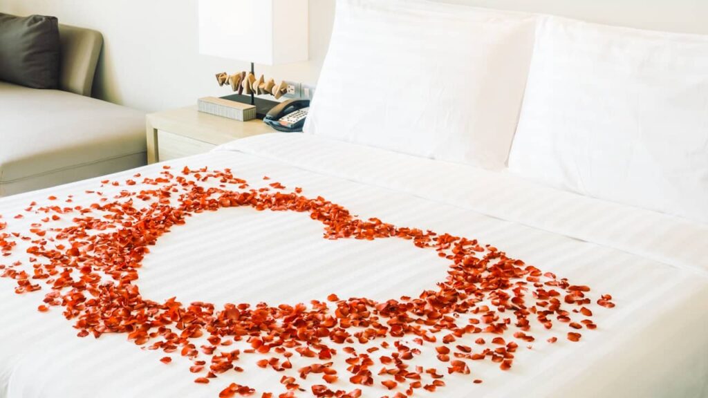 lit petales rose coeur